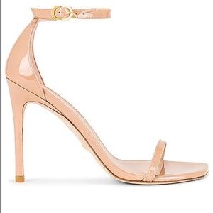 STUART WEITZMAN Nudist 100mm Light Tan Nude Patent Leather Size 6.5 M